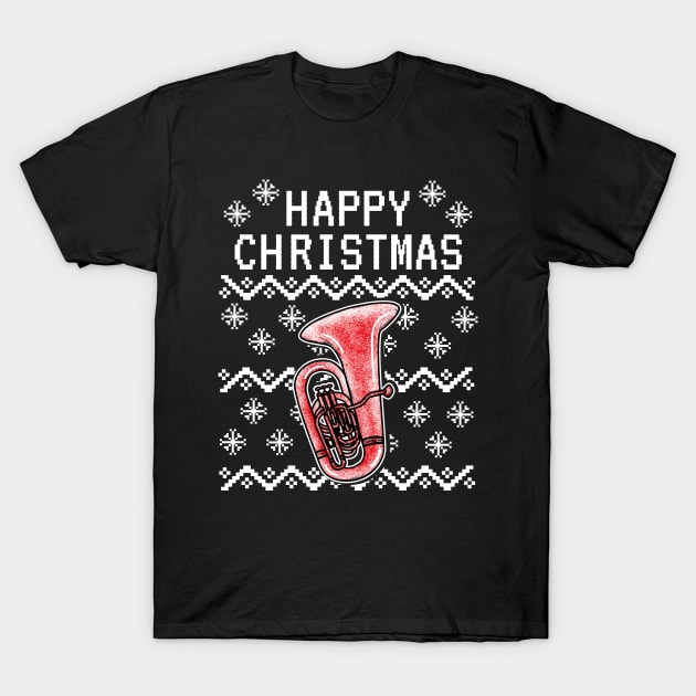 Tuba Ugly Christmas Tubaist Brass Musician T-Shirt by doodlerob